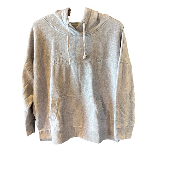 Calvin Klein Hoodie Sweatshirt w/Back Pleat Side Vents Embroidered Logo Gray XL - Picture 1 of 7